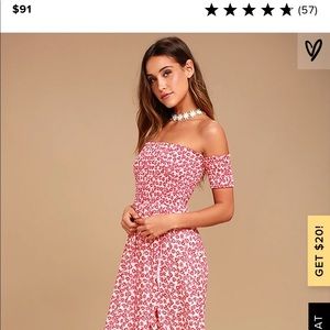 Red floral dress off the shoulder